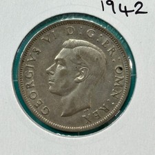 GB 1942, &frac12; Crown - George VI 1st type 50% Silver Coin Half Crown