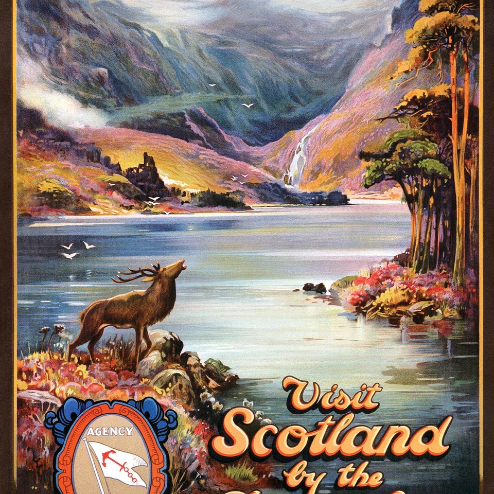 Poster Visit Scotland, 1921 | 22x33" Big size | Retro wall art, Nature scenery - Image 3 of 4