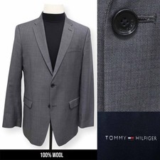 TOMMY HILFIGER mens solid gray 100 WOOL sport coat suit jacket blazer 42 L