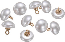 10Pcs 16L round White Faux Pearl Buttons 10Mm 3/8" Gold Metal Shank Sewing Butto