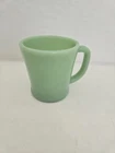 Fire King Oven Ware USA Green Jadeite D Handle Milk Glass Coffee Mug Vintage