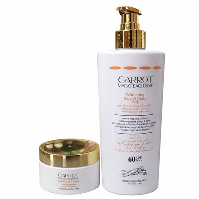 2pc. Carrot magic Exclusive face & body milk. Spf 60. Lotion & face cream combo