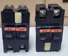 😎(2)FEDERAL PACIFIC STAB-LOK 40A CIRCUIT BREAKER 120/240V 2 POLE LOT OF 2 NA240