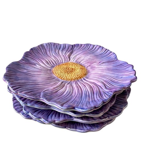 Maxcera Lila Blumen Keramik Essteller 10 Zoll 4er Set Frühling Neu - Bild 5 von 15