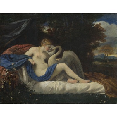 Style of Pier Francesco Mola - Leda and the Swan - 40x50 Inch Rolled Canvas...