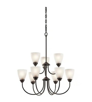 Jolie 28'' 9-Light Olde Bronze Transitional Shaded Bell Chandelier 4 Dining Room