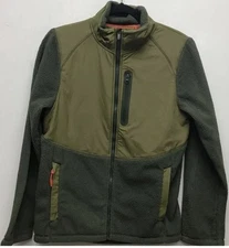 All In Motion Men's Fleece Jacket Green Olive Success Waist Length Zipper Small