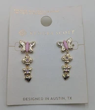 Kendra Scott Lily Mix 14K Gold Plated Pink Butterfly Brass 1.25" Linear Earrings