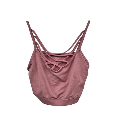 Zenana Womens Cropped Active Top Spaghetti Straps Rose Size L/XL