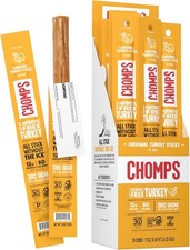Chomps Original Turkey Jerky Snack Sticks 1.15 Ounce Pack of 24 , Yellow