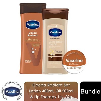 Vaseline Cocoa Geschenkset Bodylotion 400ml, Gelöl 200ml & Lip Therapy 20g