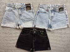 3x Art Class Shorts Girls Small 6/7 High Rise Relaxed Denim Jean Adjustable Wais
