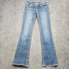 Miss Me Jeans Womens 28 Medium Wash Low Rise Bootcut Embroidered Pockets Denim