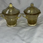 Vintage Federal Depression Glass Yellow Sugar And Creamer Set.