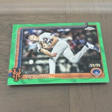 2025 Topps Chrome Update Sapphire Tyler Rogers Green Refractor #/99 Mets Bookend