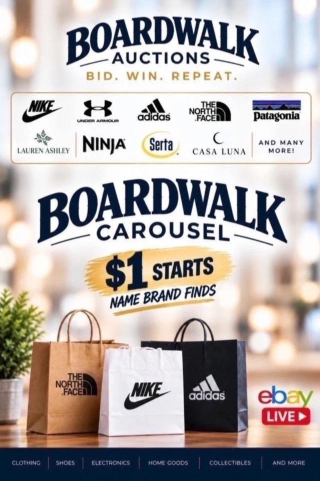 $1 STARTS | BOARDWALK CAROUSEL - Apparel Home Goods Jewelry  10/27/26