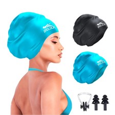 Extra Large Swim Cap for Long Hair Braids Dreadlocs Waterproof Silicone Swimm...