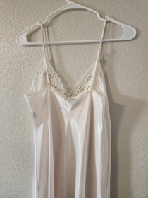 Vintage Christian Dior Pink Satin Lingerie Nightgown Lace Short Slip Dress MED