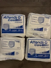 Lot of 4 Attends Care Adult Underwear Diapers Large 44”-58” - 18 Count Each