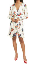 Tory Burch Size 0 Womens Dress Ivory Tea Rose Silk Printed Silk Wrap $598