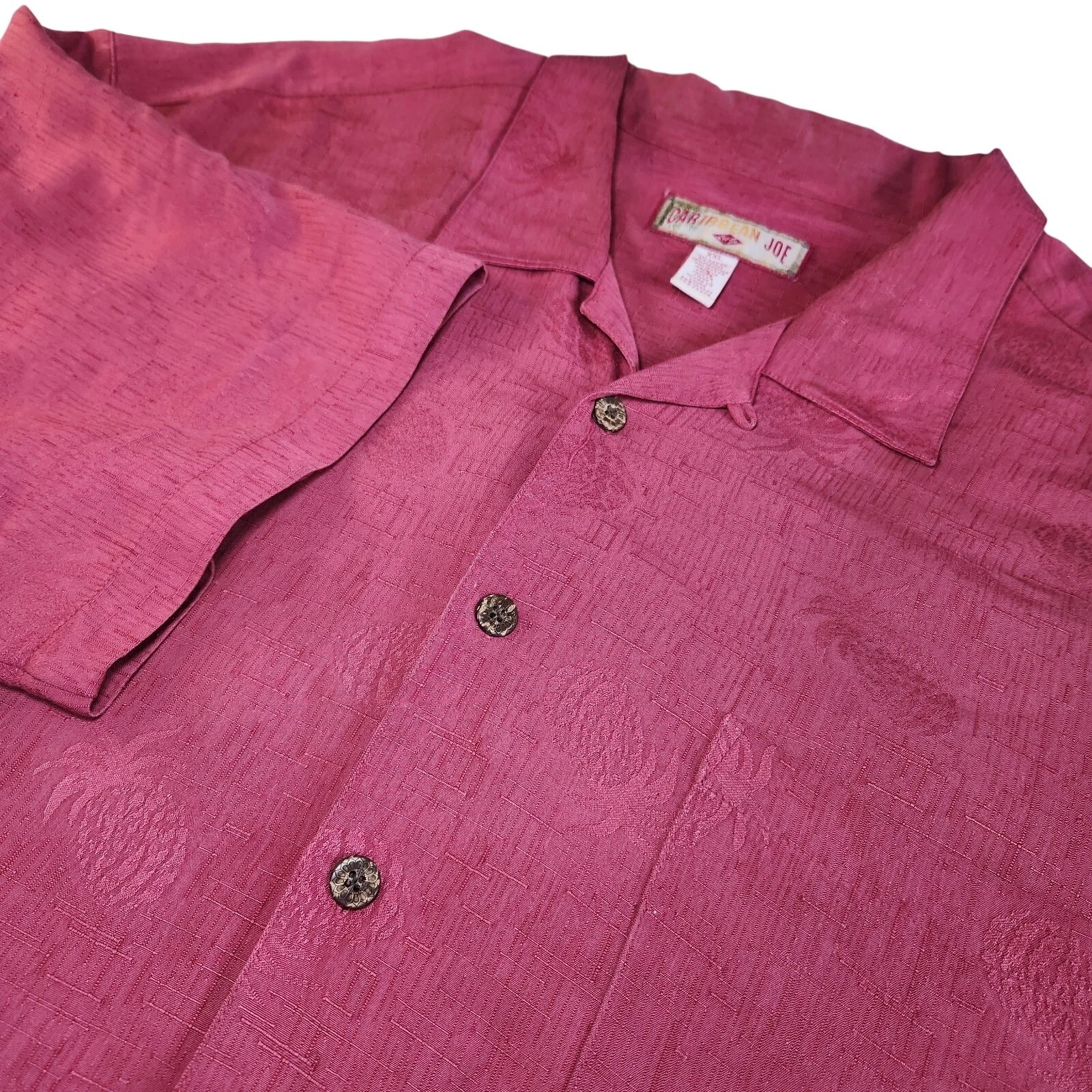 CARIBBEAN JOE Hawaiian Shirt Mens XXL Pink Embossed Pineapple Button Down
Opens in a new window or t