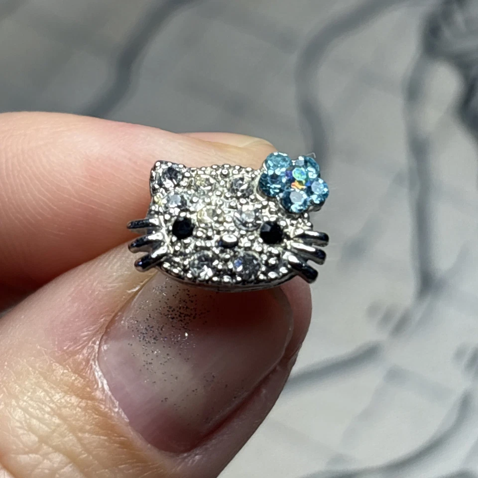 Sparkly Hello Kitty Post Earrings with Crystal And Rhinestones - Image 4 of 4