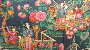 Vintage Brunschwig & Fils Cambaluc Cotton Print Fabric Sample 35" x 30"