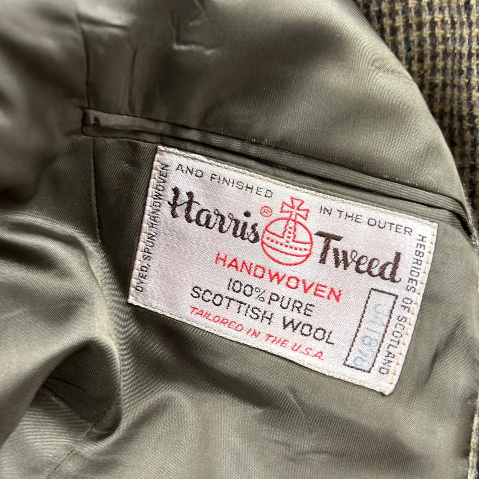 Harris Tweed Blazer Mens 40 Reg Brown Pure Scottish Wool Handwoven Hebridrides - Image 2 of 4