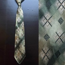 Diamonds  Crosses Green Ombr  Brocade Swing Tie EUC VTG 1930s 1940s Art Deco