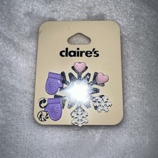 Claire  s Winter Earrings Set 3   Snowflakes, Mittens  Hearts   Holiday Cute