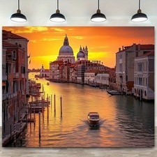 2D Flat, 1pc Venice Grand Canal Wall Tapestry - Large Italian Venice Italy Lands