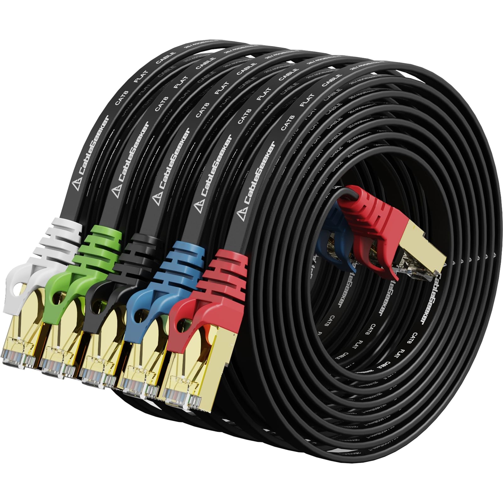 Cat 8 Ethernet Cable 5FT 5 Pack Black, 40Gbps 2000Mhz High Speed LAN Network ...
