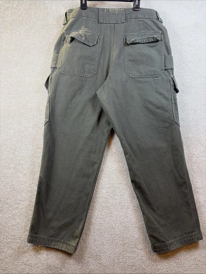 Pantalones cargo Duluth Trading Co para hombre *36x30 verde lona manguera contra incendios ropa de trabajo relajada Foto 3 de 4