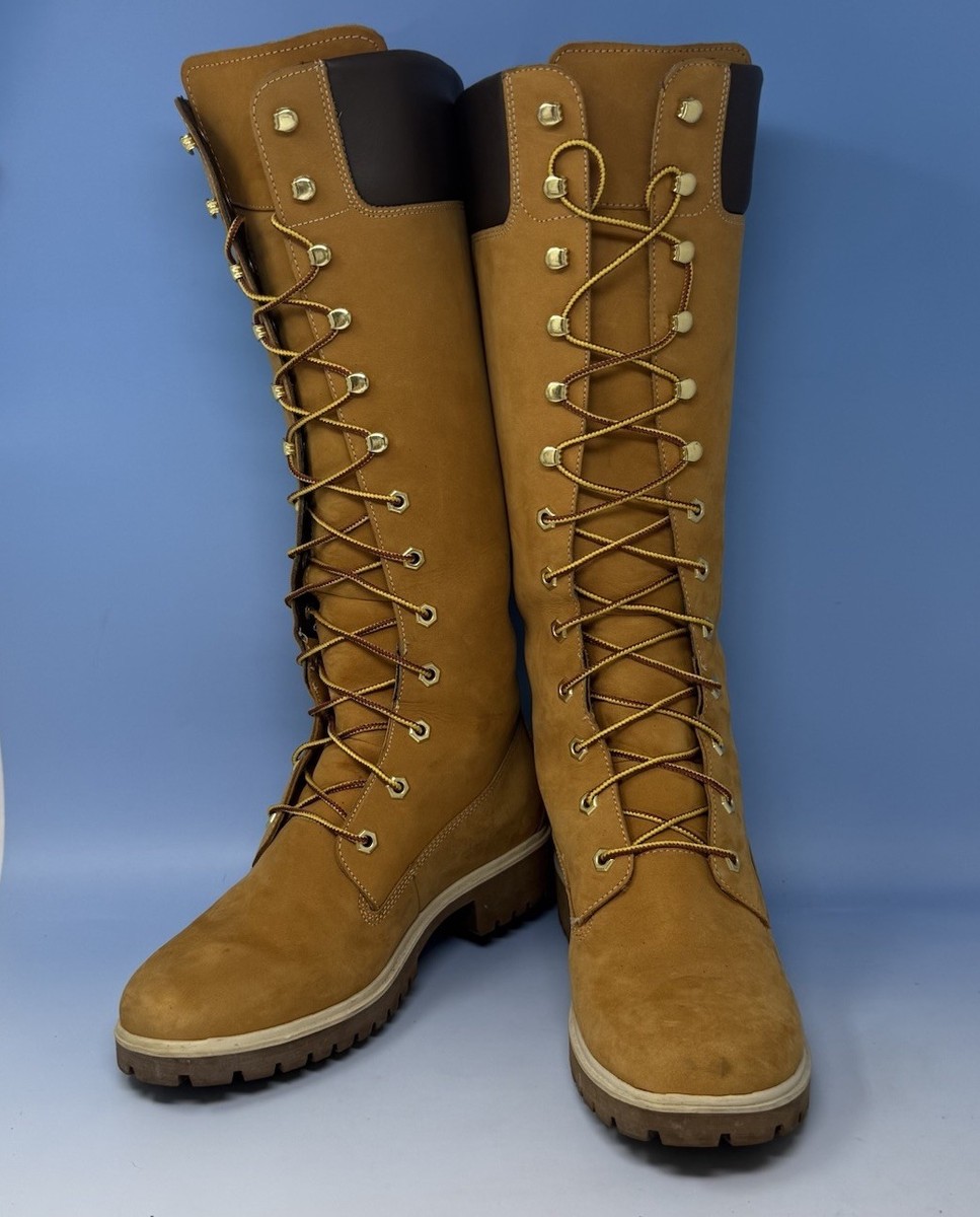Womens Timberland Premium 14-Inch Tall Wheat Nubuck Lace-Up  display picture 3