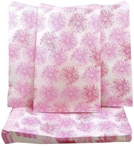 Pink Flower Flat Paper Gift Bags for Merchandise, Crafts, Party Favors,... - Picture 2 of 8