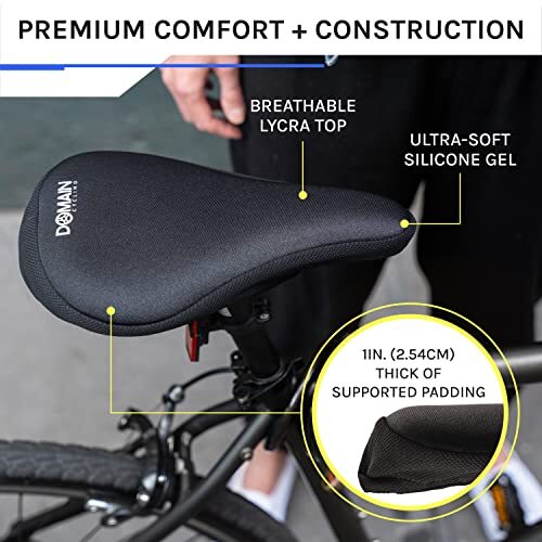 Gel Bike Seat Cushion- Secure Peloton Fit for Smooth Stable Rides