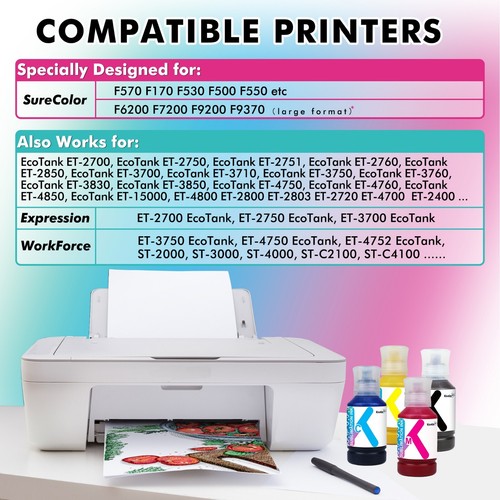 Lot A-SUB / Koala Sublimation ink for Inkjet Printer EcoTank 2803 2800 2720 F170 - Afbeelding 39 van 46