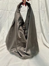 Silver/grey Monserat De Lucca Satin Handbag With Leather Handle