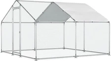 Outdoor Large Metal Chicken Coop Walk-in Hen House Poultry Pet Hutch w/ Cover 