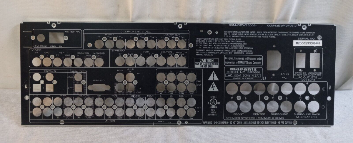 MARANTZ SR5600 AV Surround Receiver BACK METAL PANEL | eBay