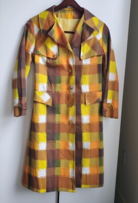 Vintage 60s 70s FALL AUTUMN PLAID MOD Jacket Coat MAD MEN Tartan