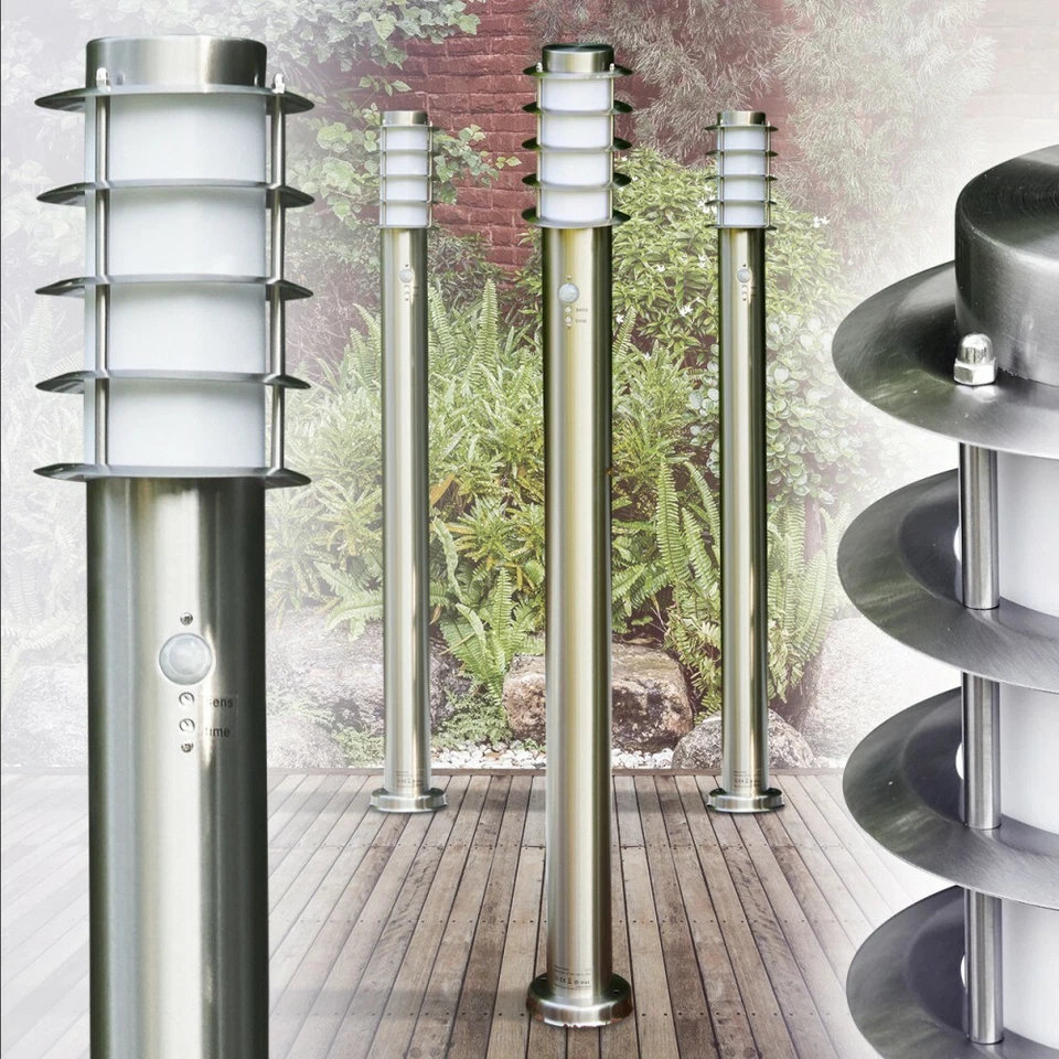 Wegeleuchte mit Bewegungsmelder Hof Lampe Garten Außen Standlampe Edelstahl IP44 - Bild 3 von 4