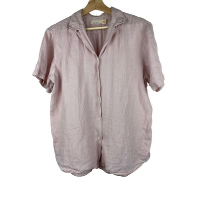 Mark Shale Women's Size 12 Mauve Pink 100% Imported Linen Button Up Shirt