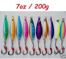One (1) Flat Fall Keel 200g (7oz) Vertical Knife Saltwater Jigs Choose Colors