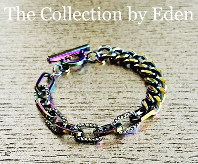 Karl Lagerfeld Bracelet- Purple Blue Green Iridescent Crystal Oversized Chain