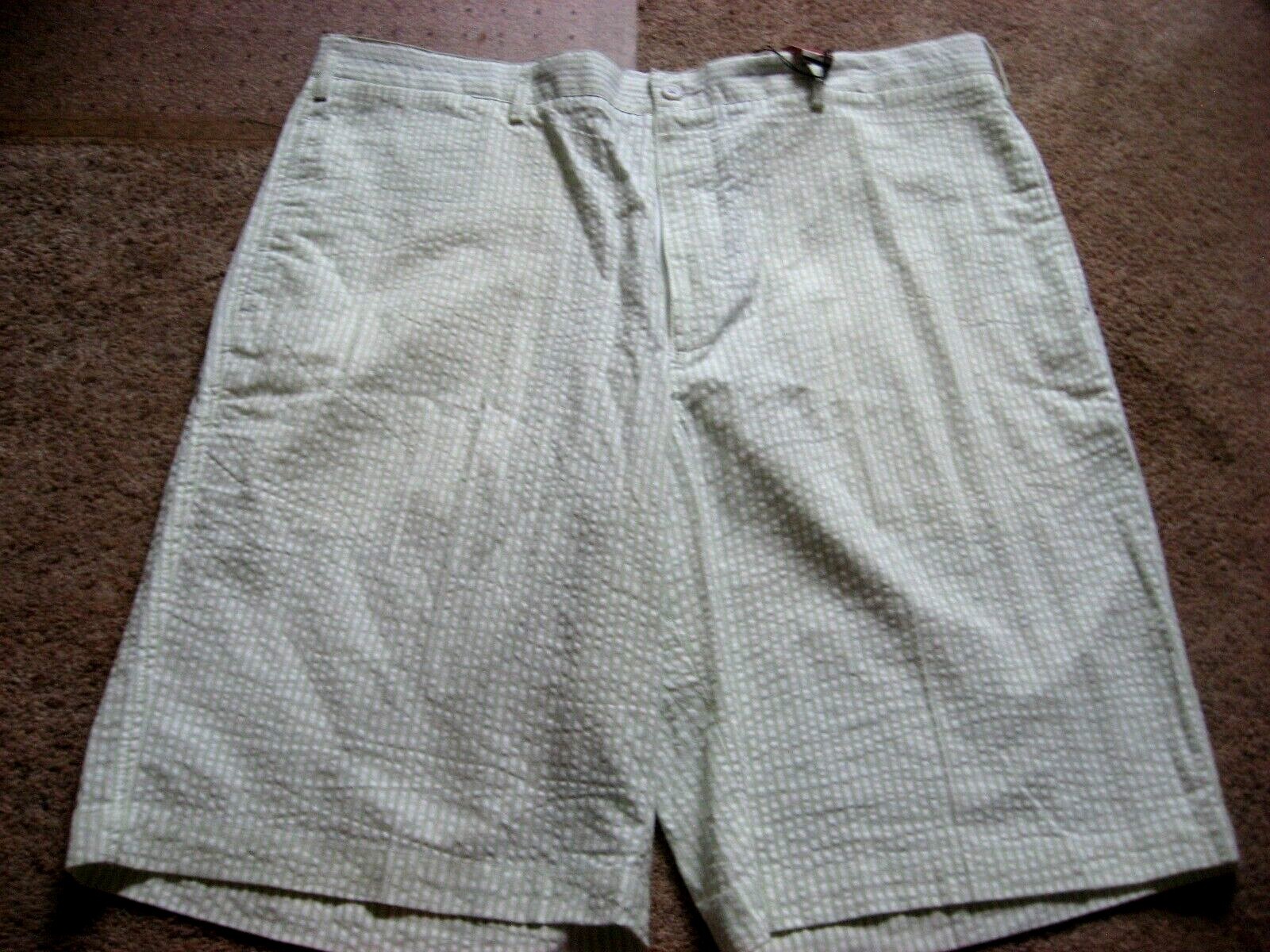 FILA Mens NWT Green Striped SAVILLE ROW LONDON Seersucker Flat Front Shorts 38