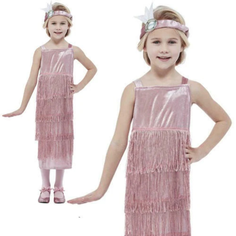 Lujo Niña Rosa Flapper 1920's Niños Disfraz Charleston Gatsby Disfraz