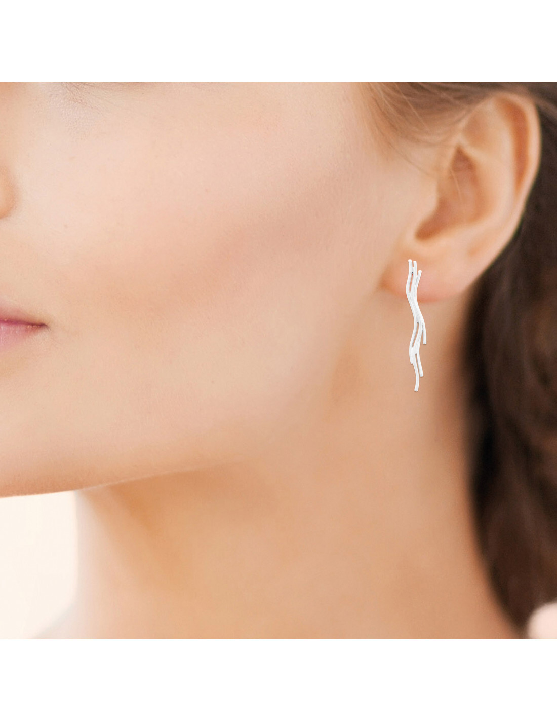 Boucles d'oreilles brindilles en argent 925 rhodié massif et durable