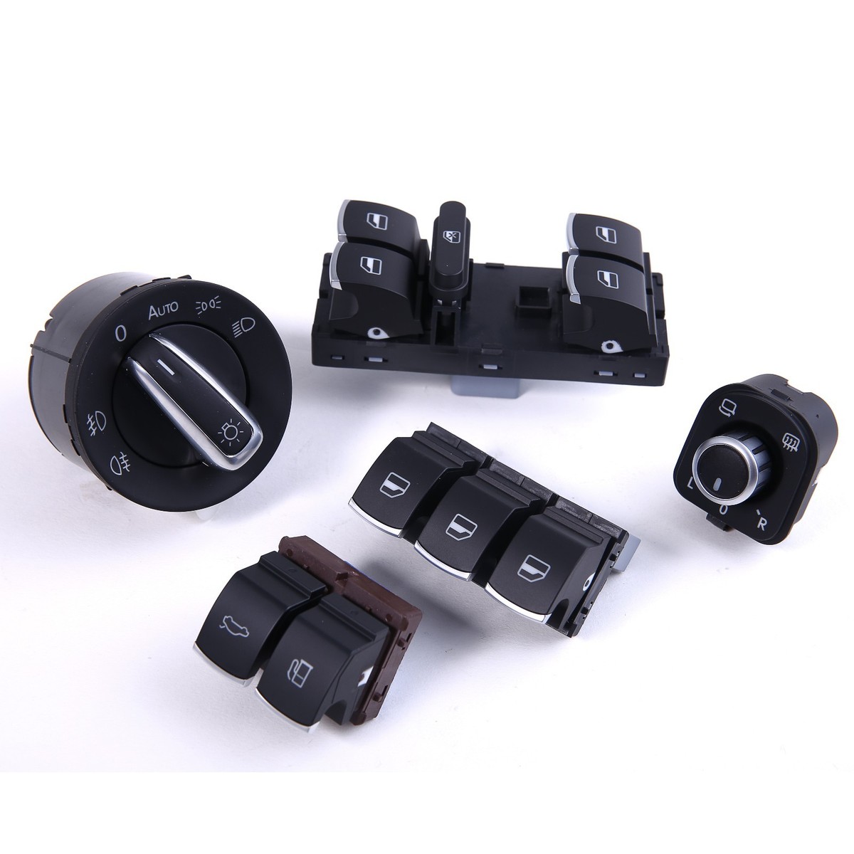 0EM 7x Chrome Headlight Master Window Trunk Switch For VW Passat