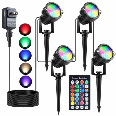 Halloween Spot Lights Outdoor, 20W RGB Colored Landscape Lights with Remote, ...